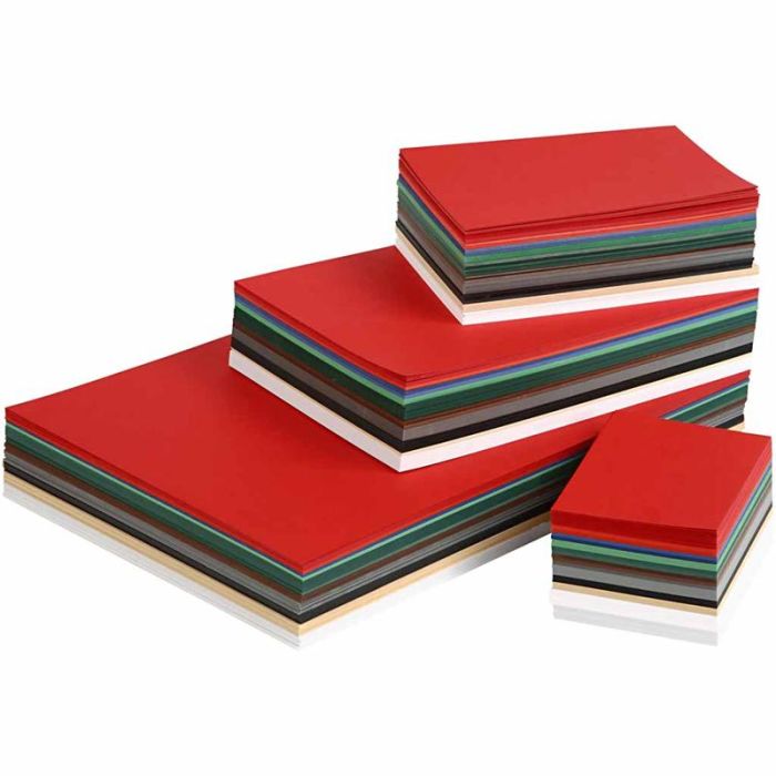 Papier cartonné de Noël, A3,A4,A5,A6, 180 gr, ass. de couleurs, 1500 flles ass./ 1 Pq.