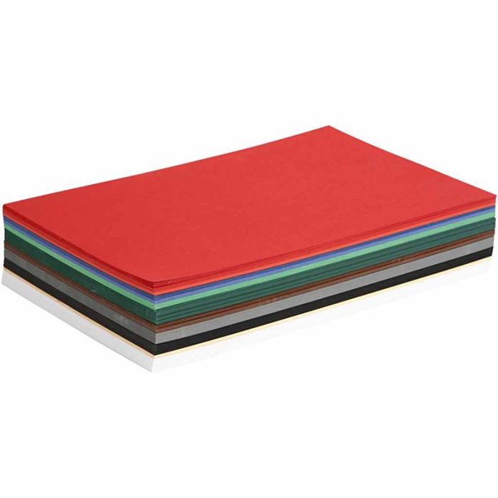 Papier cartonné de Noël, A4, feuille 210x297 mm, 180 gr, ass. de couleurs, 300 flles ass./ 1 Pq.