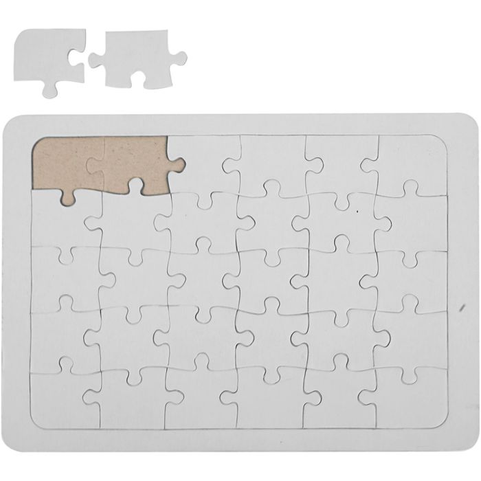 Puzzles à décorer, dim. 15x21 cm, blanc, 1 pièce