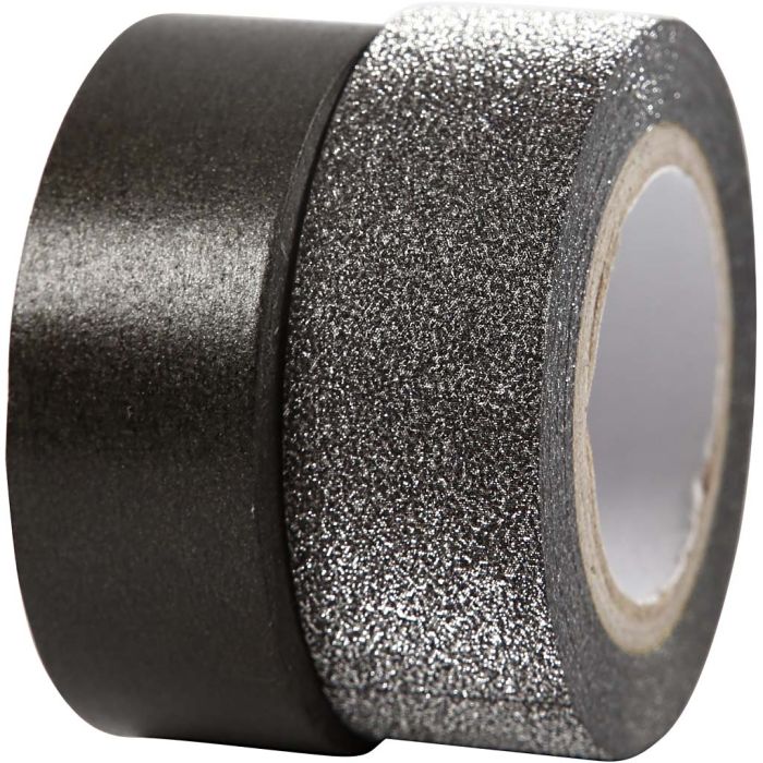 Ruban adhésif design, L : 15 mm, noir, 2 rouleau/ 1 Pq.