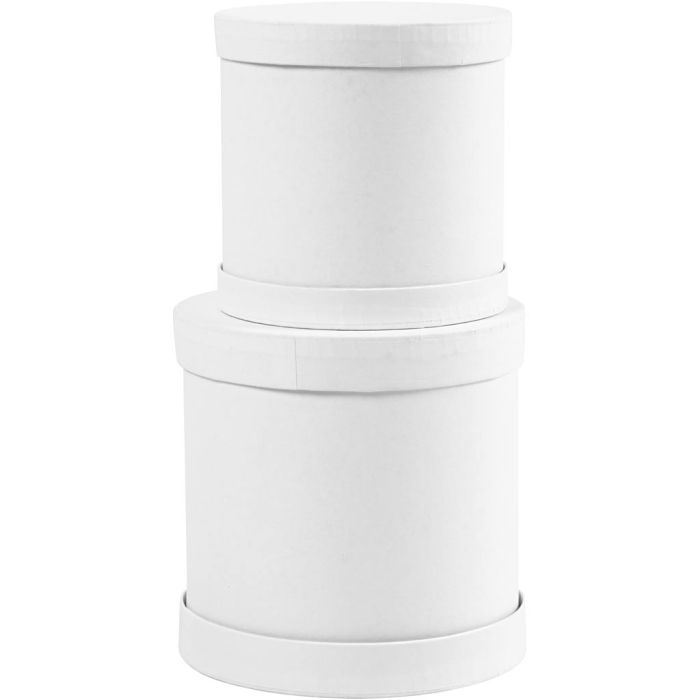 Boîtes tambour, dim. 11x11 + 13x13 cm, blanc, 1 set