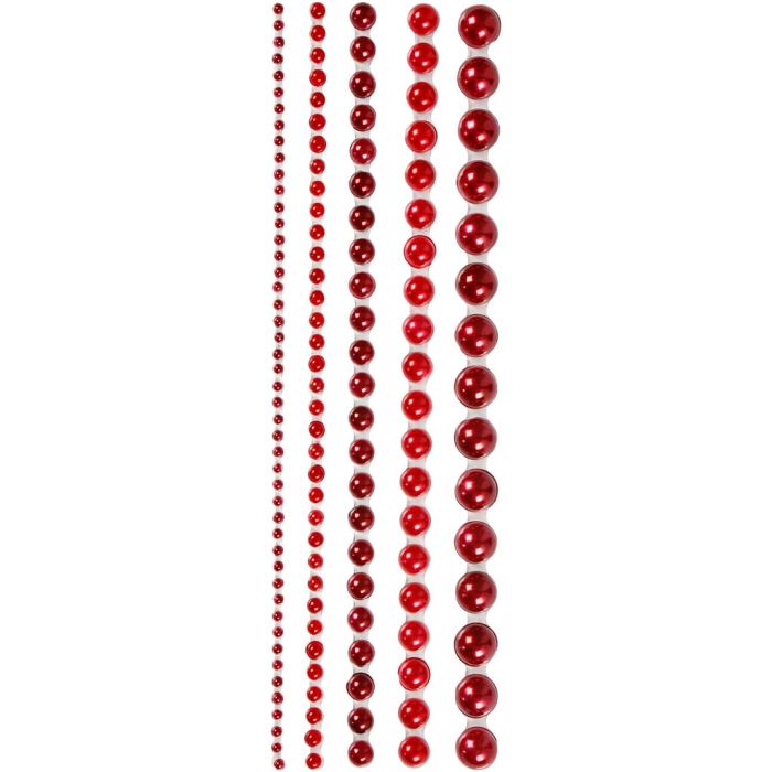 Demies perles, dim. 2-8 mm, rouge, 140 pièces/ 1 Pq.
