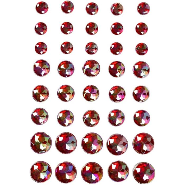 Pierres de strass, dim. 6+8+10 mm, rouge, 40 pièces/ 1 Pq.