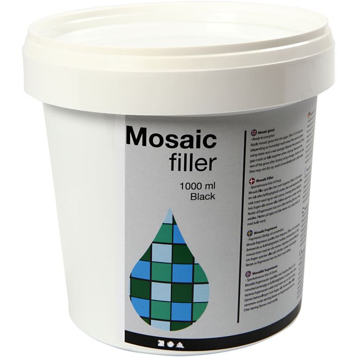 Mastic de Carreaux de Mosaïque, noir, 1000 ml/ 1 seau