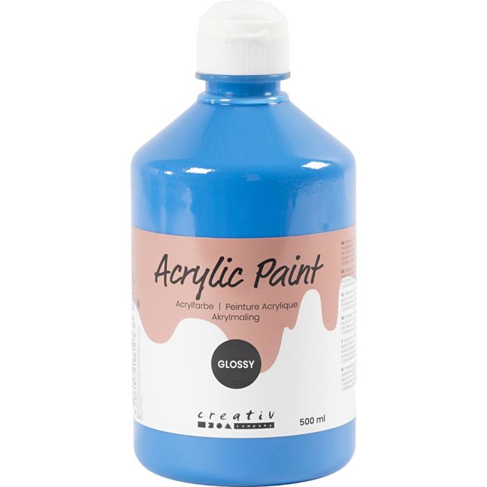 Peinture Acrylique Brillante, bleu primaire, 500 ml/ 1 flacon