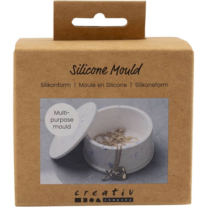 Moule en silicone, Pot avec couvercle, H : 4,5 cm, d 7,5 cm, 1 pièce/ 1 Pq.
