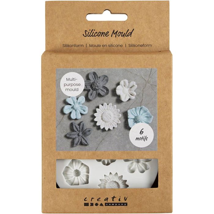 Moule en silicone, Fleur, H : 0,5 cm, L : 1,5-2,5 cm, 1 pièce
