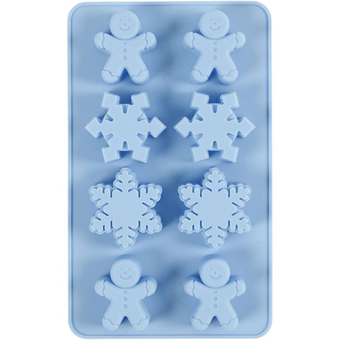 Moule en silicone, Cristaux de glace et bonhommes en biscuit, H : 2,5 cm, L : 3 cm, L : 4,5 cm, 12,5 ml, 1 pièce