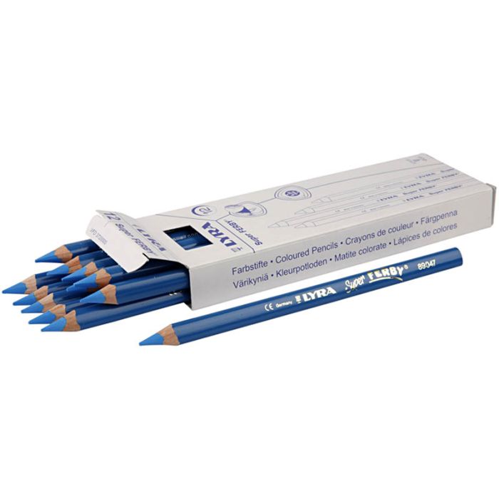 Crayons de couleur Lyra Super Ferby 1, L : 18 cm, mine 6,25 mm, bleu, 12 pièces/ 1 Pq.