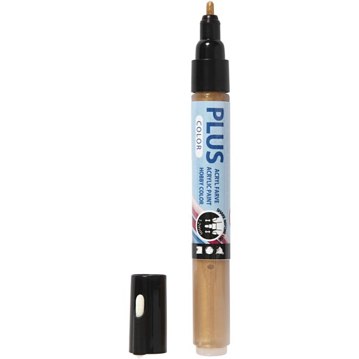 Feutres Plus Color, L : 14,5 cm, trait 1-2 mm, or, 5,5 ml, 1 pièce