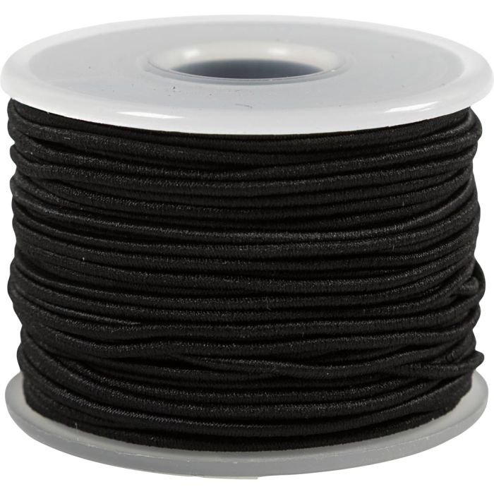 Cordon élastique, ép. 1 mm, noir, 25 m/ 1 rouleau