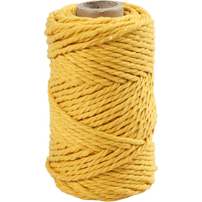 Cordon pour macramé, L : 55 m, d 4 mm, jaune, 330 gr/ 1 rouleau