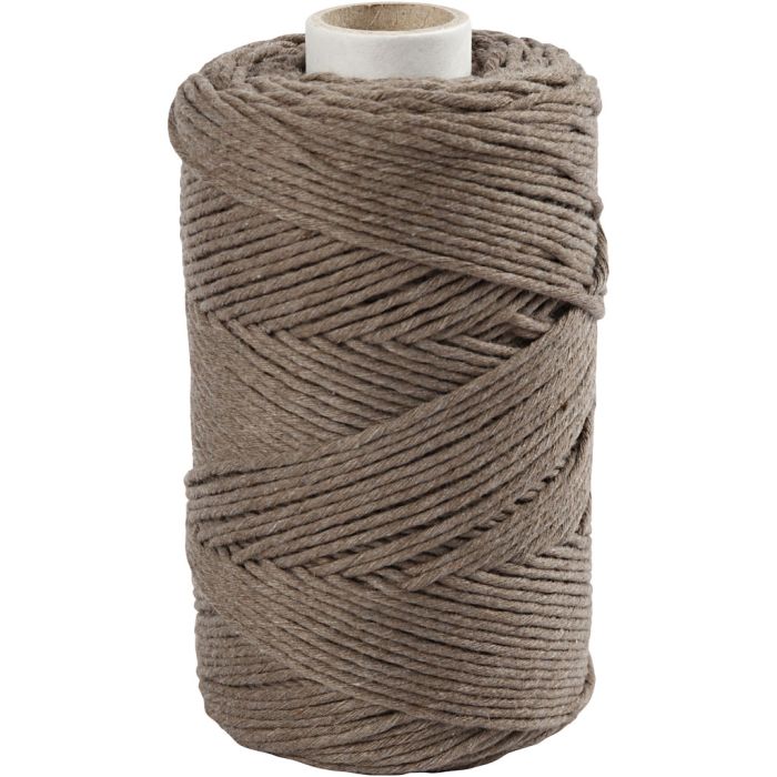 Cordon pour Macramé, L : 198 m, d 2 mm, brun clair, 330 gr/ 1 rouleau