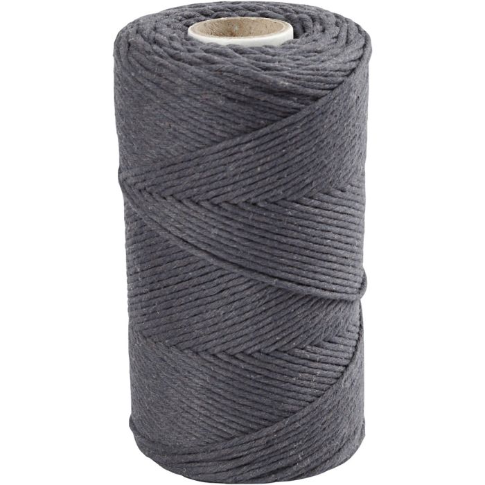 Cordon pour Macramé, L : 198 m, d 2 mm, gris, 330 gr/ 1 rouleau