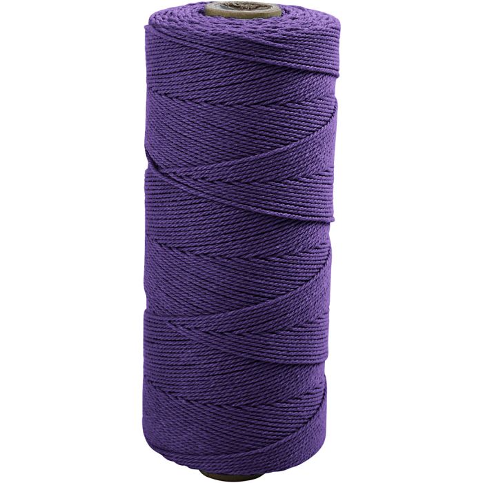 Cordon pour macramé, L : 315 m, ép. 1 mm, Qualité fine 12/12, violet, 220 gr/ 1 boule