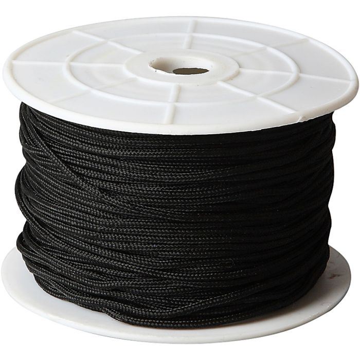 Cordon pour Macramé, ép. 1,8 mm, noir, 50 m/ 1 rouleau