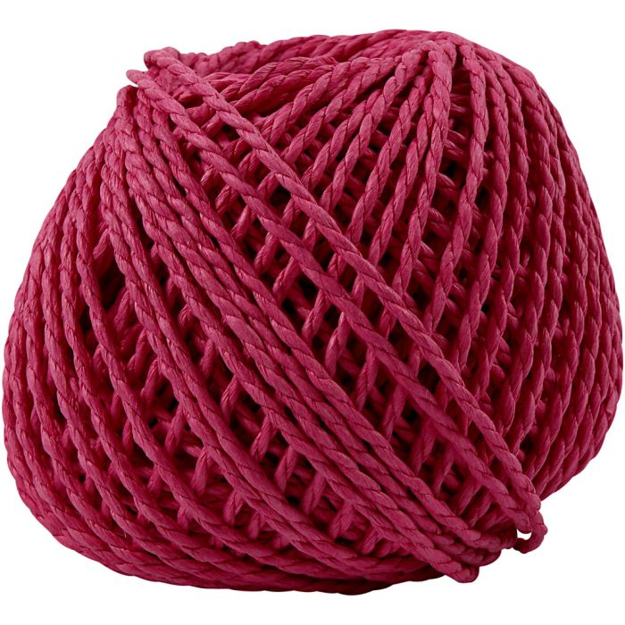 Ficelle de Papier, ép. 2,5-3 mm, rose, 150 gr, 40 m/ 1 boule