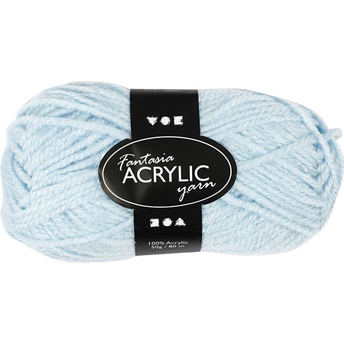 Pelote de laine acrylique Fantasia, L : 80 m, aiguille 4,5-5, bleu clair, 50 gr/ 1 boule