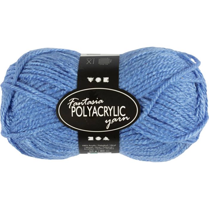 Pelote de laine acrylique Fantasia, L : 80 m, aiguille 4,5-5, bleu, 50 gr/ 1 boule