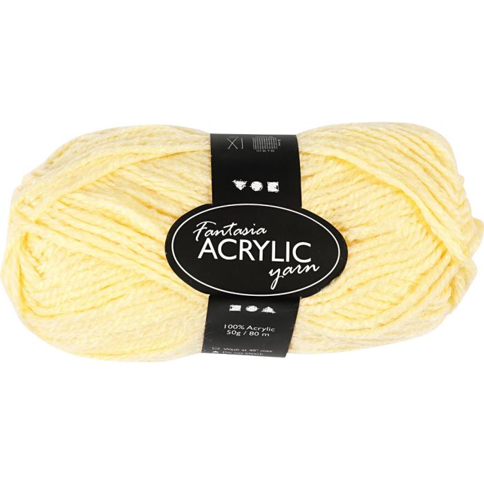 Pelote de laine acrylique Fantasia, L : 80 m, aiguille 4,5-5, jaune clair, 50 gr/ 1 boule