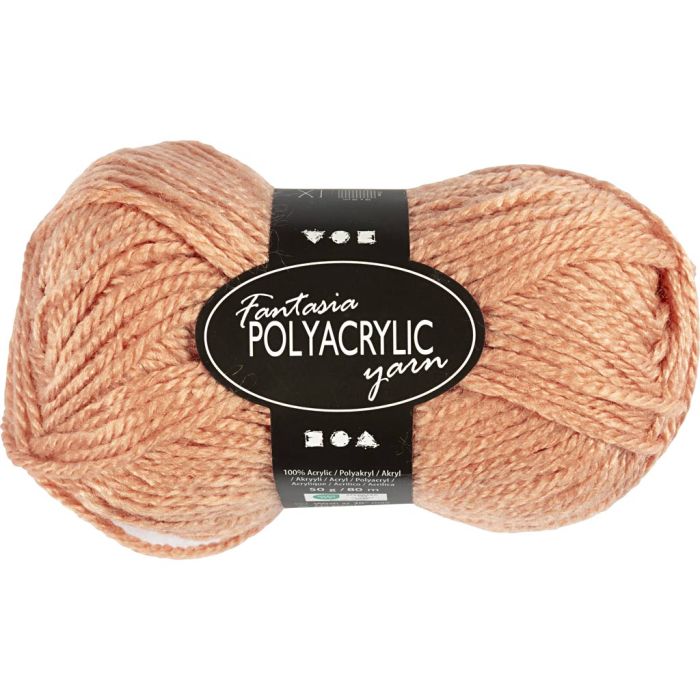 Pelote de laine acrylique Fantasia, L : 80 m, aiguille 4,5-5, beige, 50 gr/ 1 boule