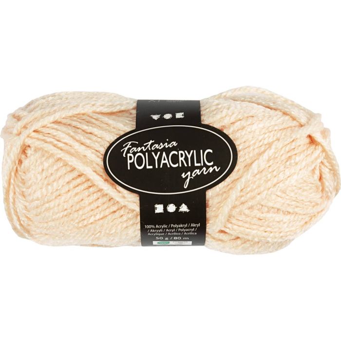 Pelote de laine acrylique Fantasia, L : 80 m, aiguille 4,5-5, beige clair, 50 gr/ 1 boule