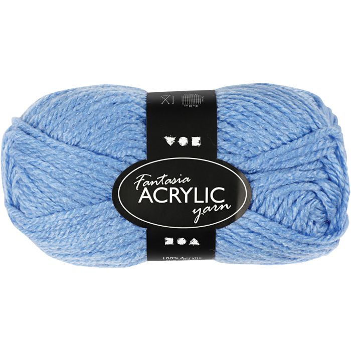 Pelote de laine acrylique Fantasia, L : 80 m, bleu, 50 gr/ 1 boule