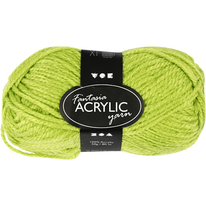 Pelote de laine acrylique Fantasia, L : 80 m, vert clair, 50 gr/ 1 boule