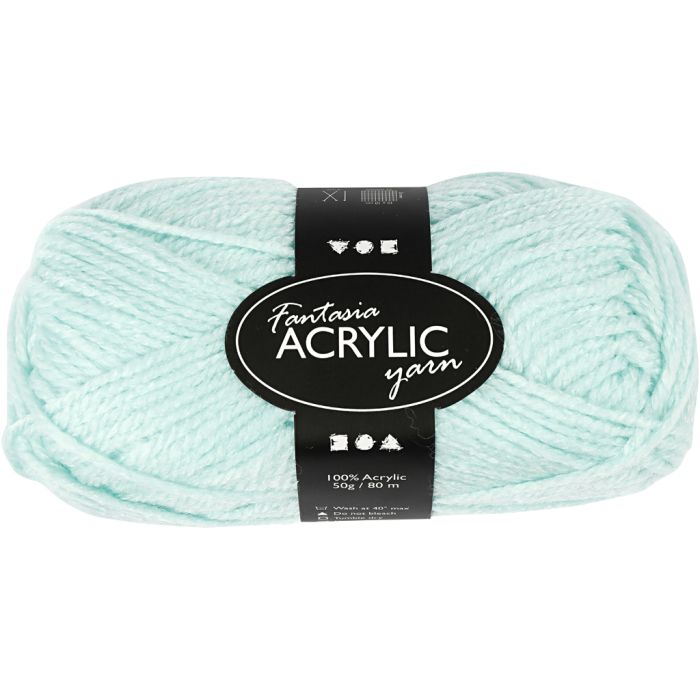 Pelote de laine acrylique Fantasia, L : 80 m, vert menthe, 50 gr/ 1 boule