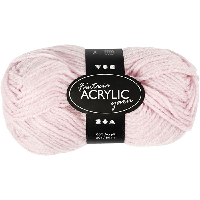 Pelote de laine acrylique Fantasia, L : 80 m, rose clair, 50 gr/ 1 boule