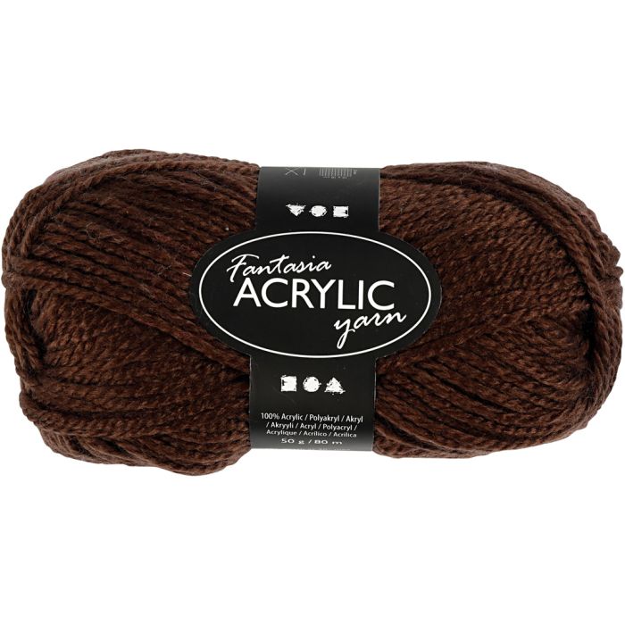 Pelote de laine acrylique Fantasia, L : 80 m, brun, 50 gr/ 1 boule