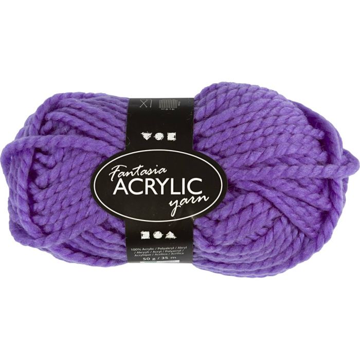 Pelote de Laine Acrylique Fantasia, L : 35 m, aiguille 9-10, violet, 50 gr/ 1 boule