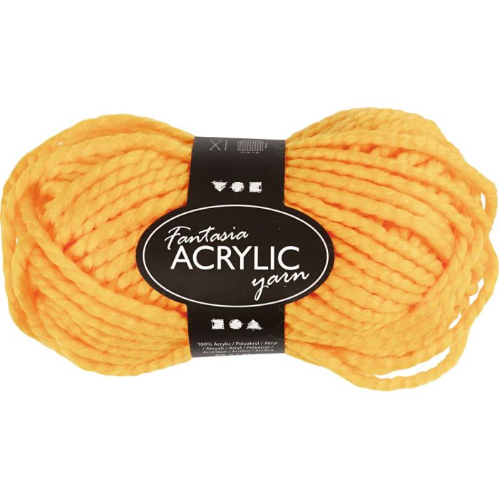 Pelote de Laine Acrylique Fantasia, L : 35 m, aiguille 9-10, jaune, 50 gr/ 1 boule