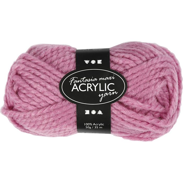 Pelote de Laine Acrylique Fantasia, L : 35 m, aiguille 9-10, rose, 50 gr/ 1 boule