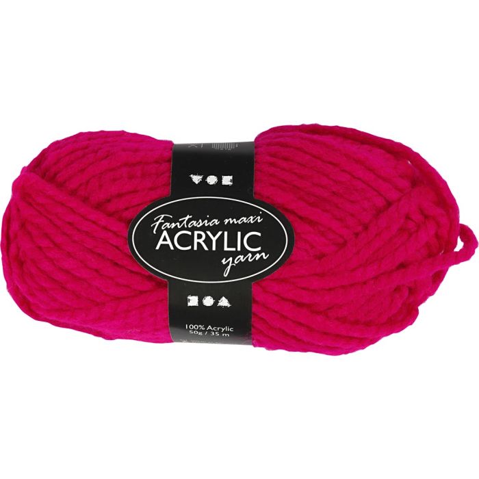 Pelote de Laine Acrylique Fantasia, L : 35 m, aiguille 9-10, fuchsia, 50 gr/ 1 boule