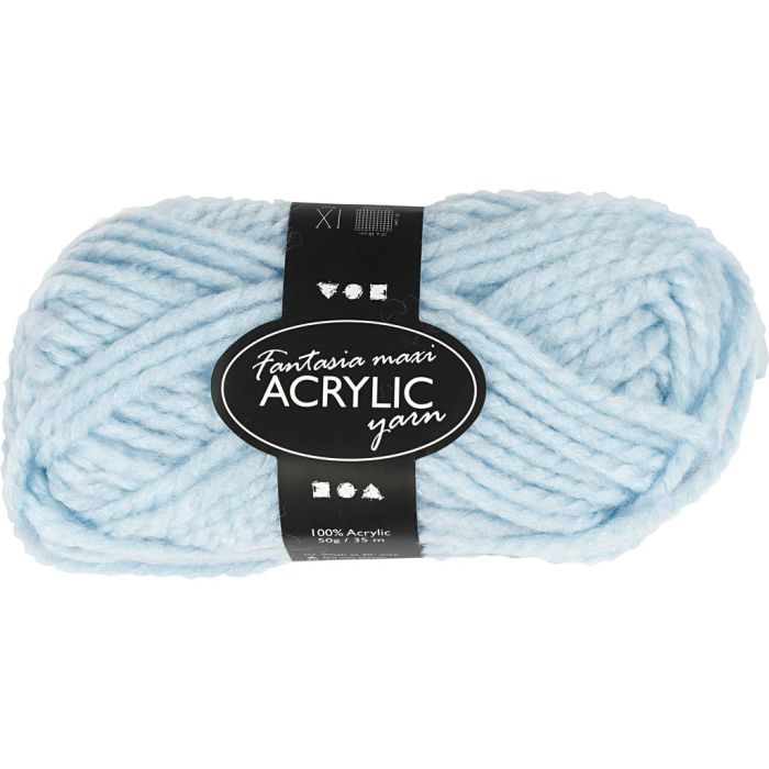 Pelote de Laine Acrylique Fantasia, L : 35 m, aiguille 9-10, bleu clair, 50 gr/ 1 boule