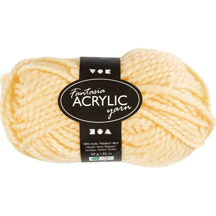 Pelote de Laine Acrylique Fantasia, L : 35 m, aiguille 9-10, jaune clair, 50 gr/ 1 boule