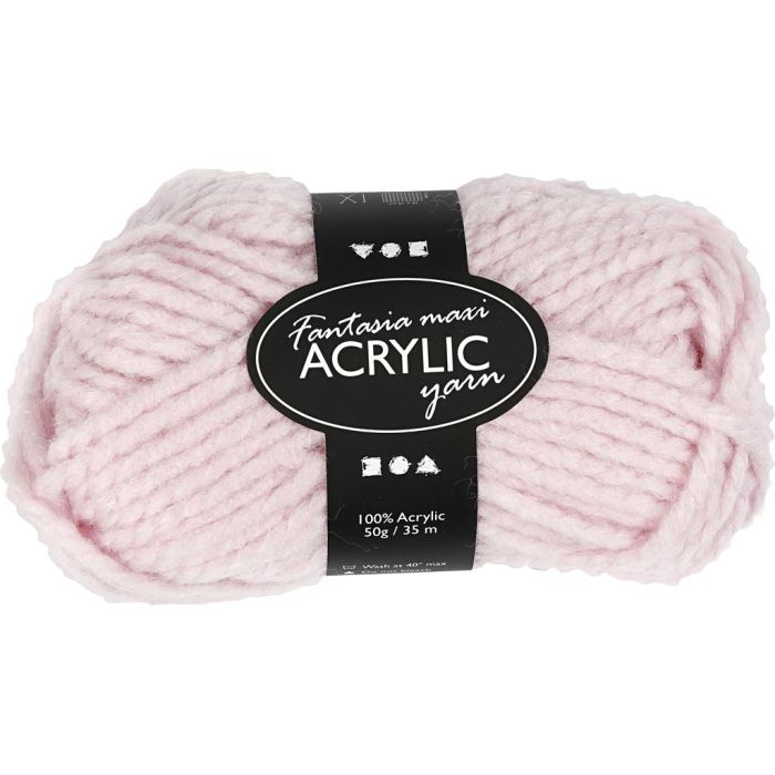 Pelote de Laine Acrylique Fantasia, L : 35 m, aiguille 9-10, rose clair, 50 gr/ 1 boule