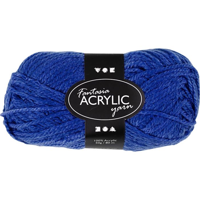 Pelote de Laine Acrylique Fantasia, L : 35 m, aiguille 9-10, bleu foncé, 50 gr/ 1 boule