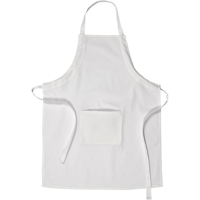 Tablier, L : 84 cm, L : 65 cm, dim. M-XL cm, 210 gr, blanc, 1 pièce