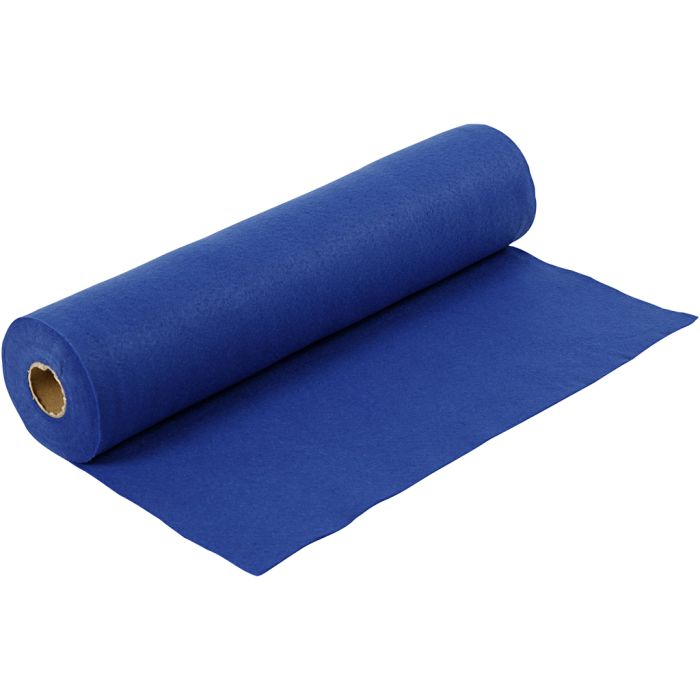 Feutrine synthétique, L : 45 cm, ép. 1,5-2 mm, 180-200 gr, bleu, 5 m/ 1 rouleau