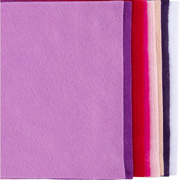 Feutrine synthétique, A4, feuille 210x297 mm, ép. 2 mm, harmonie violet/rose, 10 flles/ 1 Pq.