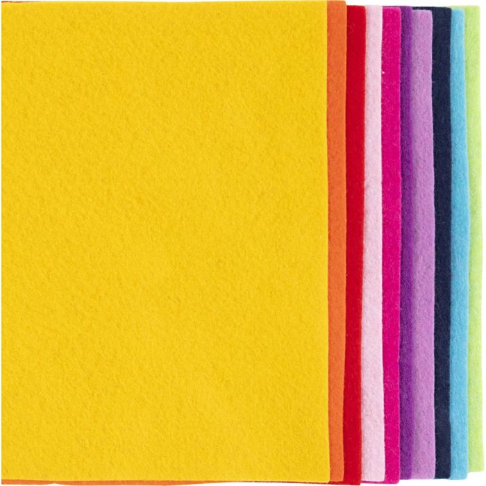 Feutrine synthétique, A4, feuille 210x297 mm, ép. 2 mm, multicolore, 10 flles/ 1 Pq.