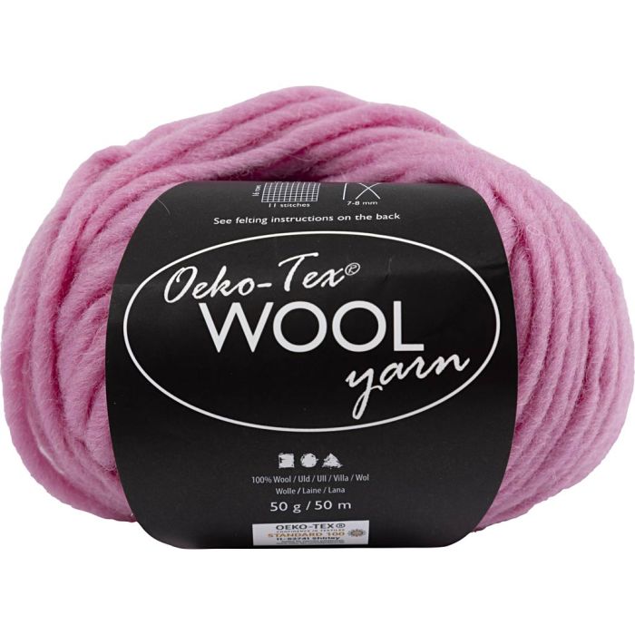 Pelotes de laine, L : 50 m, aiguille 8-9, rose clair, 50 gr/ 1 boule