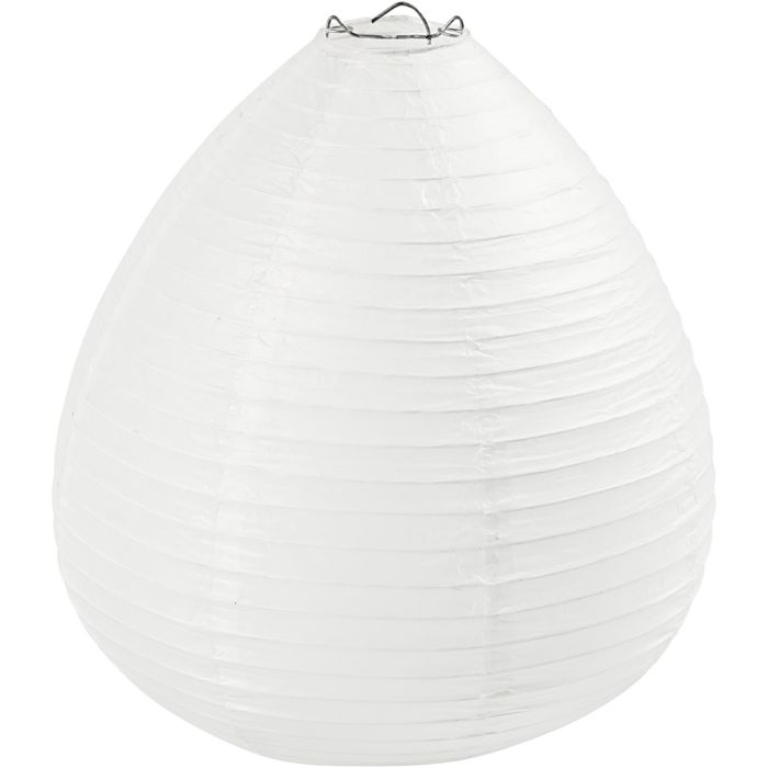 Abat-jour en papier, Goutte, H : 27 cm, d 25 cm, blanc, 1 pièce