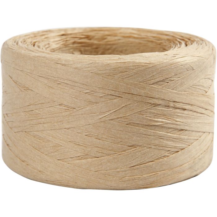 Fil de Raphia, L : 7-8 mm, sable, 100 m/ 1 rouleau