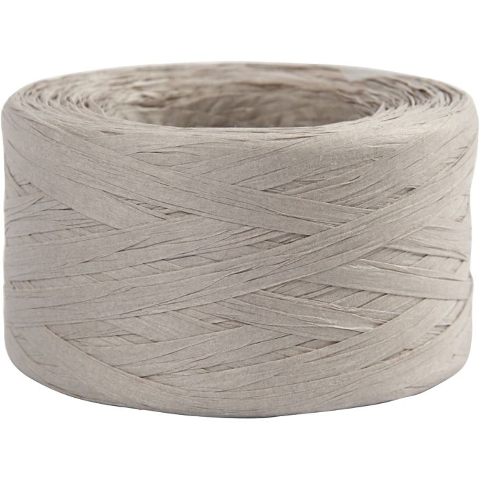 Fil de Raphia, L : 7-8 mm, gris clair, 100 m/ 1 rouleau