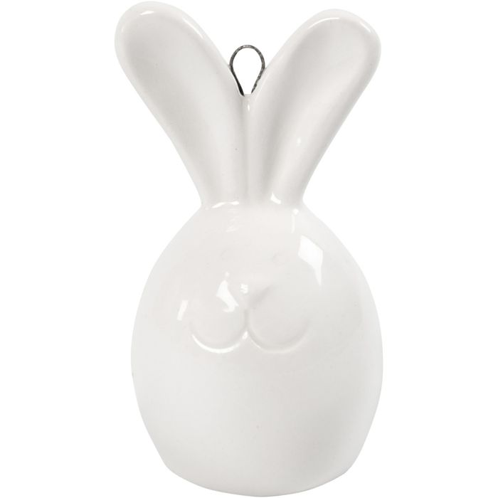 Lapin, H : 6,7 cm, d 3,6 cm, blanc, 3 pièces/ 1 Pq.