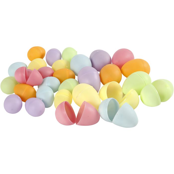 Oeufs, H : 4,5+6 cm, d 3+4 cm, couleurs pastel, 720 pièces/ 1 Pq.