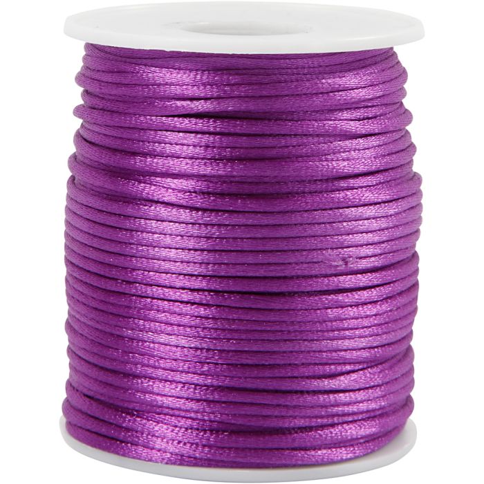 Cordon en satin, ép. 2 mm, violet, 50 m/ 1 rouleau